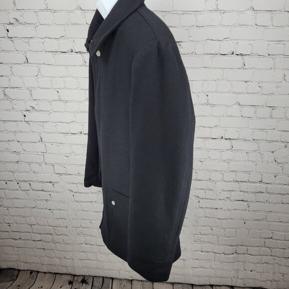 Zara Man Black Wool Blend Snap Up Collared Lined Inner Pocket Coat Size Large L - Picture 12 of 13